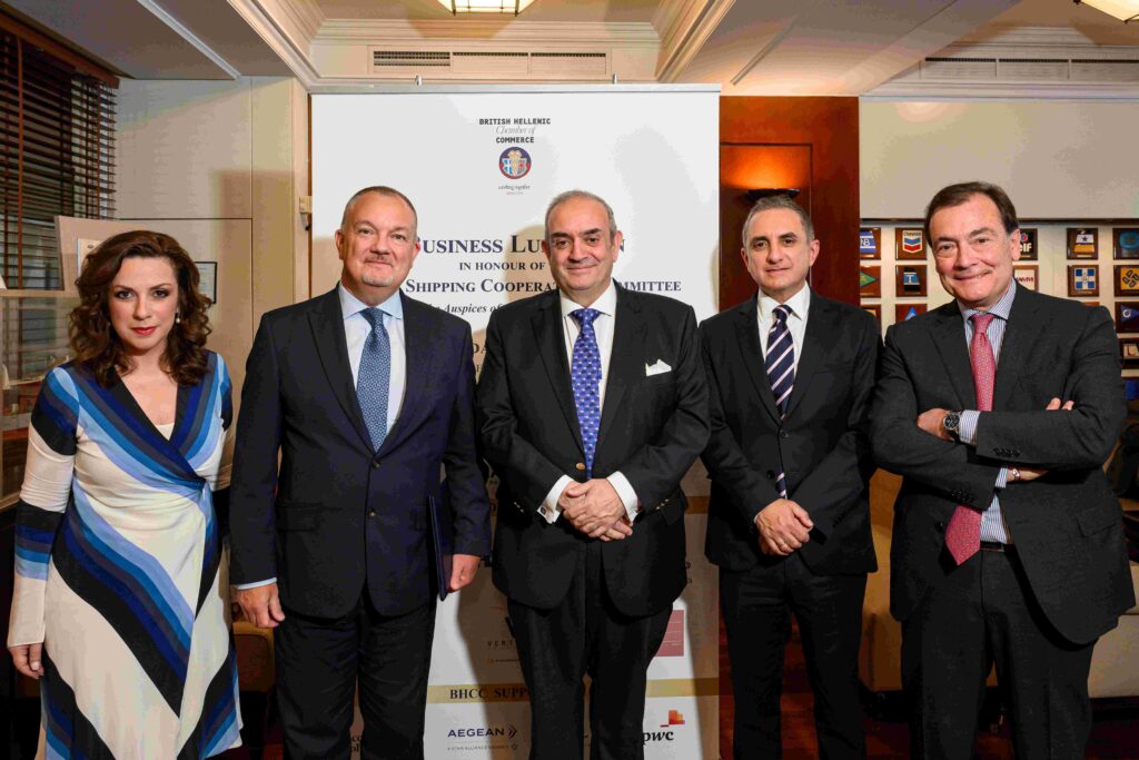  Official event in honor of Greek ShipAnna Kalliani - Greek President of the British Hellenic Chamber of Commerce, Matthew Lodge - British Ambassador to Greece, Charalambos G. Fafalios - President of the Greek Shipping Cooperation Committee, Kenny Evangelou - British President of the British Hellenic Chamber of Commerce, Manos Lorentzos - Greek Vice-President of the British Hellenic Chamber of Commerce and CEO of the Seascopeping Cooperation Committee of the British Hellenic Chamber of Commerce